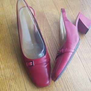 Naturalizer Red Leather Sling-Back Pumps